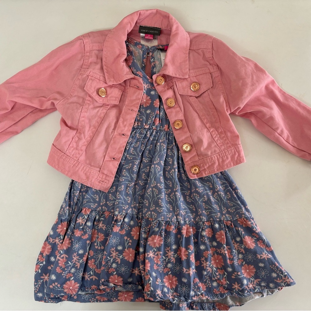 Vince Camuto floral girls dress with matching pink jacket